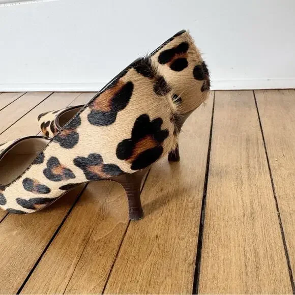 Boden Leopard Calf Hair Pointed Toe Pumps Heels 37 / 7 - Picture 6 of 9